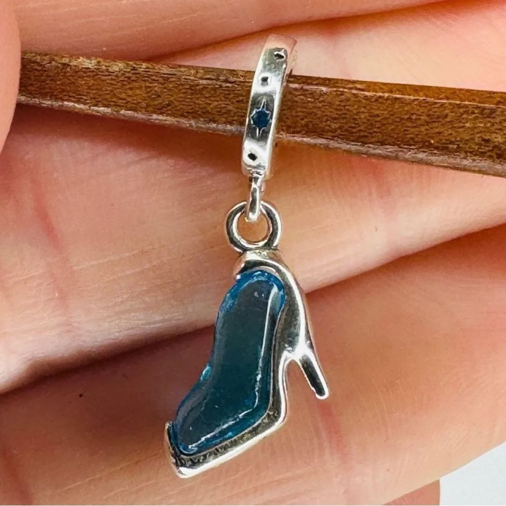 NWOT Pandora x Disney Cinderella's Glass Slipper Charm Blue Crystal - 793071C - Picture 10 of 16
